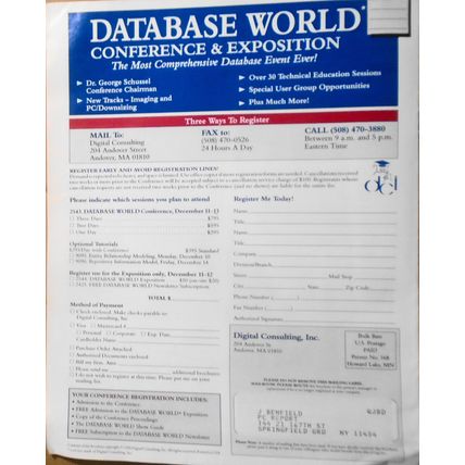 Database World Conference & Expo Program, December 11-13, 1990, Boston, MA.