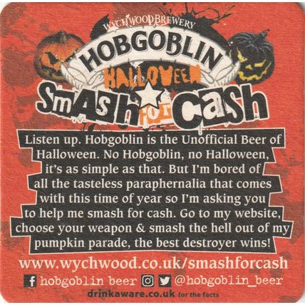 BEER MAT - WYCHWOOD BREWERY - HOBGOBLIN (RED HAT) - (Cat No 068) - (2017)