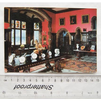 old postcard The Great Hall at Muncaster Castle, Cunbria