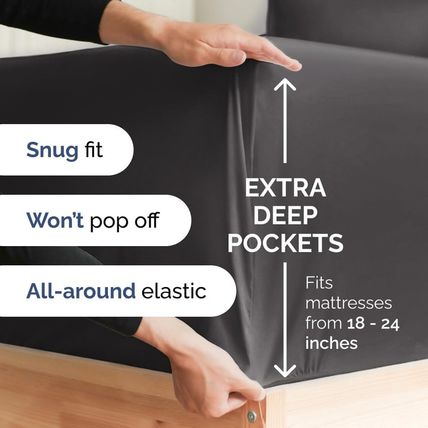 Extra Deep Queen Sheet Set - 6 Piece Breathable & Cooling Sheets - Hotel Luxury