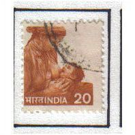 1979 INDIA MOTHER & BABY 20P INDIAN RED F/U SG924A