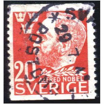 Sverige / Sweden -Facit #372A Alfred Nobel, 20öre röd POSTOMB1 - Postal agencies