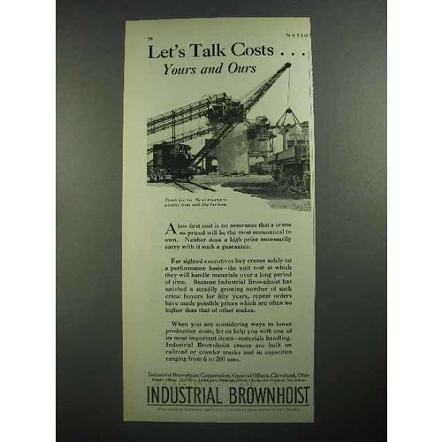 1931 Industrial Brownhoist Crane Ad - Let's Talk Costs