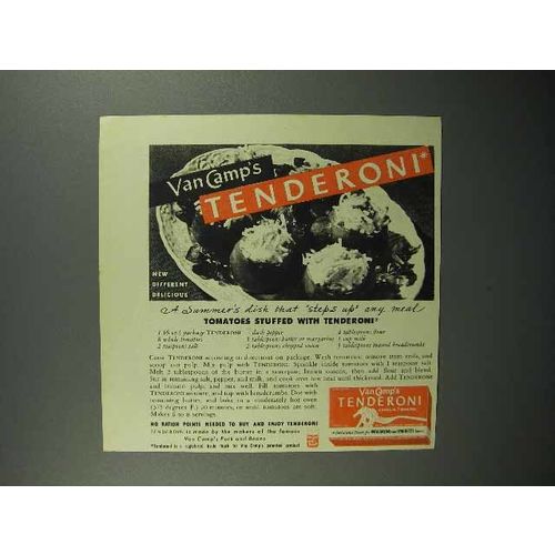 1943 Van Camp's Tenderoni Ad - Tomatoes Stuffed With