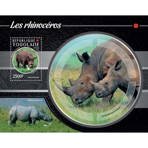 TOGO 2015 SHEET MNH RHINOCEROSES RHINOS WILDLIFE RHINOCEROS RINOCERONTI 2A