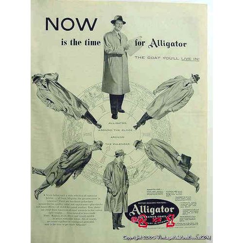 ALLIGATOR ALL WEATHER MENS COATS 1953 now is the time vintage ad