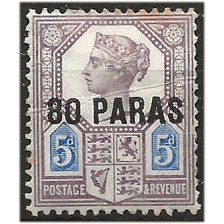 British Levant 1887 SG5 80pa on 5d Purple & Blue Mounted Mint . ..