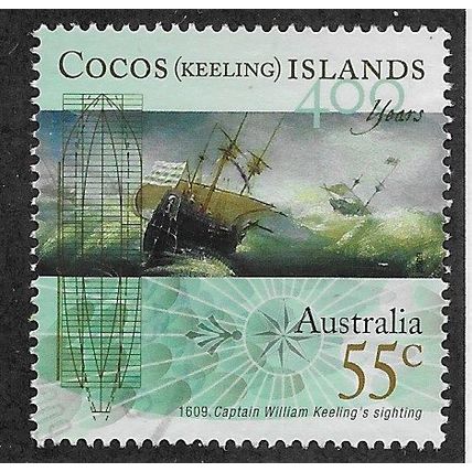 CKI 2009 55c 'ENGLISH EAST INDIAMAN' FINE USED (EBID70-981)