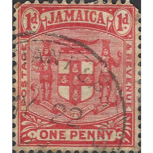 JAMAICA, Country Rifle Crest, red 1906, 1p