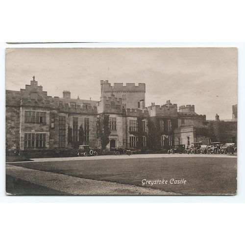 cumbria postcard greystoke castle posted 1923 nicholson & carter vintge cars rp