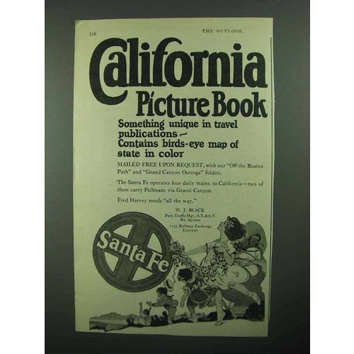 1922 Santa Fe Railroad Ad - California Picture Book