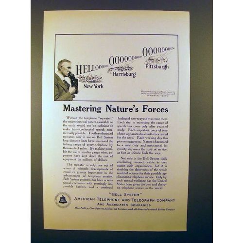 1923 AT&T Telephone Ad - Mastering Nature's Forces