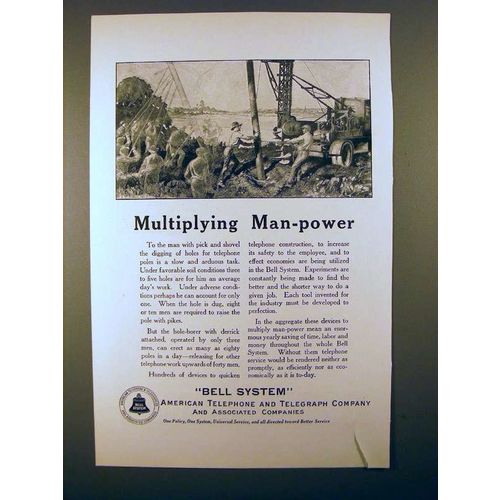 1923 AT&T Telephone Ad - Multiplying Man-Power!