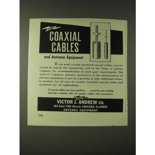 1943 Victor J. Andrew Coaxial Cables and Antenna Equipment Ad