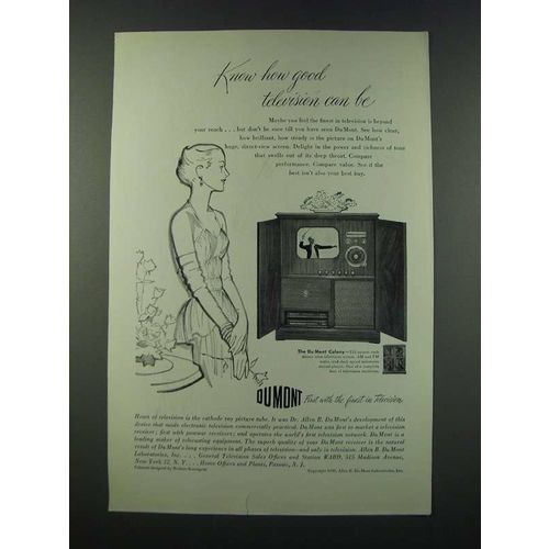 1949 Du Mont Colony Television Ad - Know How Good Television Can Be