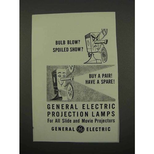1957 General Electric Projection Lamps Ad - Bulb Blow?