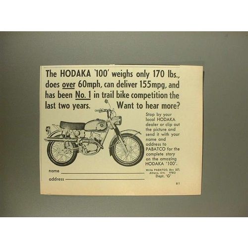 1968 Hodaka 100 Motorcycle Ad - No. 1 Trail Bike