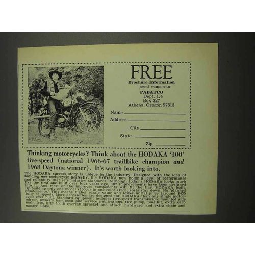 1968 Hodaka 100 Motorcycle Ad - Thinking Motorcycles?