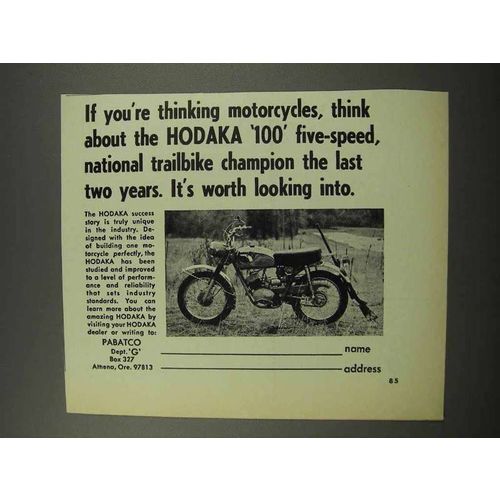 1968 Hodaka 100 Motorcycle Ad - Trailbike Champion