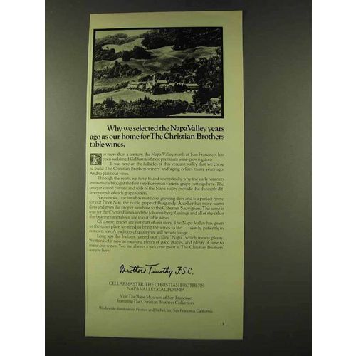 1973 Christian Brothers Wine Ad - Napa Valley