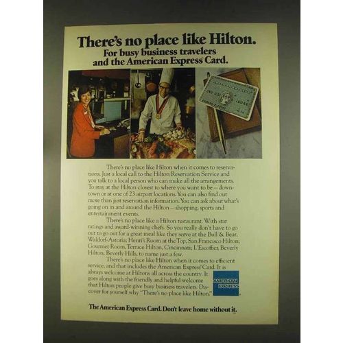 1976 America Express Ad - No Place Like Hilton