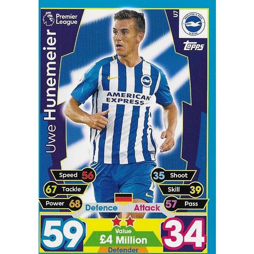 Topps Match Attax Extra 2017/18 Cards: Brighton - Defender, Hünemeier