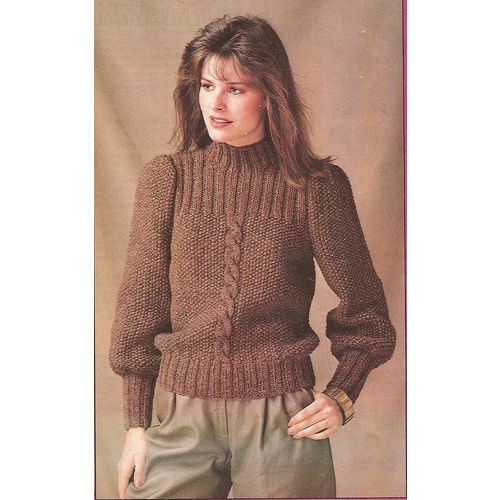 Knit Sweater Pattern Solid Cable Pullover