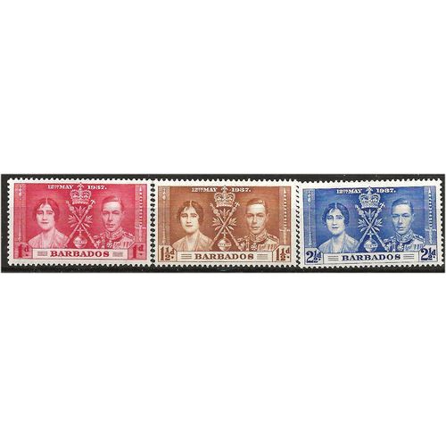 Barbados 1937 Coronation Set SG245-247 Mounted Mint ....