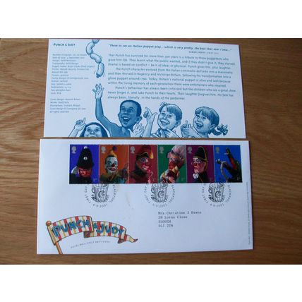 Punch & Judy FIRST DAY COVER OFFICIAL ROYAL MAIL 4/9/2001 **GC**