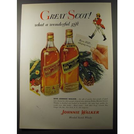1953 Johnnie Walker Scotch Ad - Great Scot! what a wonderful gift