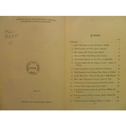 THEY WORK FOR TOMORROW by ROBERT M BARTLETT 1943 HC AMERICAN LEADERSHIP STORIES