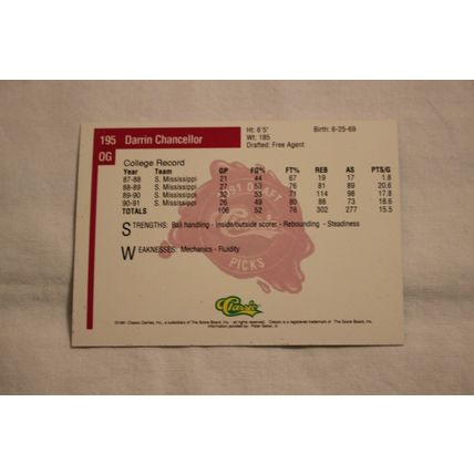 Darrin Chancellor 1991 Classic Four Sport NO. 195
