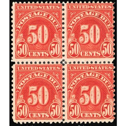 J86, Mint NH 50¢ - Postage Due Block of Four SCV $80.00 .. Stuart Katz