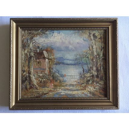 Vintage Original Oil On Canvas Painting Framed Presented by June Hemmings