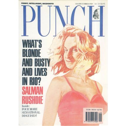 Salman Rushdie as Woman LGBT Interest Punch Magazine Postcard