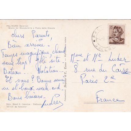 Palinuro Grotta Buondormire Italy Postcard unused VGC