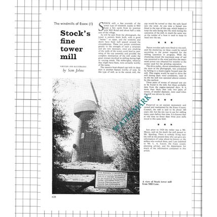 Stock Tower Mill Stock Essex - 1967 Article