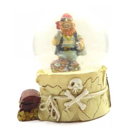 Pirate Snow Globe with Blue Coat and Treasure Map 8.5 CM Shabby Chic Gift