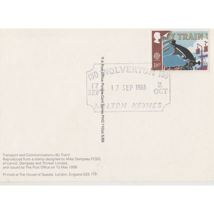 GB 1988 Wolverton Station 130 years special pm on PHQ card rear used