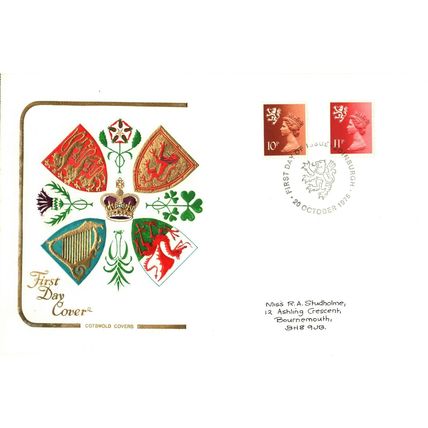1976 Scotland Definitives, 10p, 11p, Edinburgh Postmark, UK, Cotswold FDC