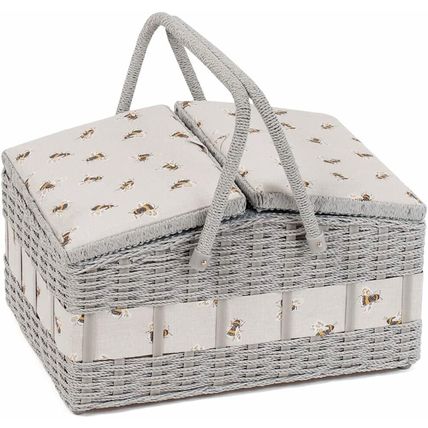 HobbyGift Sewing Box - Wicker Basket - Bee - Crafts Sewing Storage