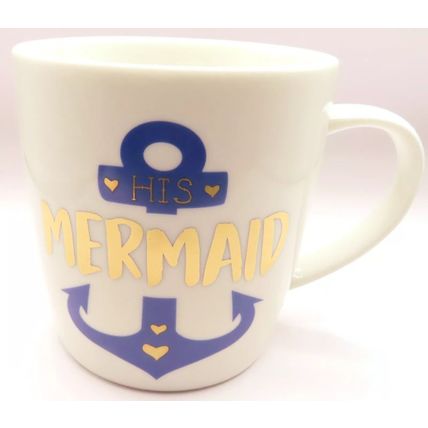 His Mermaid Mug Fine China Blue Anchor 9 CM Boxed Tableware Beverage Gift