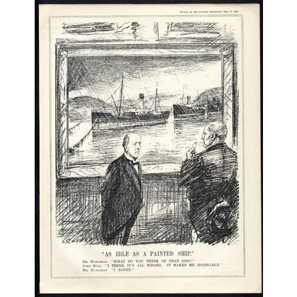 AS IDLE AS A PAINTED SHIP 1934 Leonard Raven-Hill PUNCH CARTOON PAGE