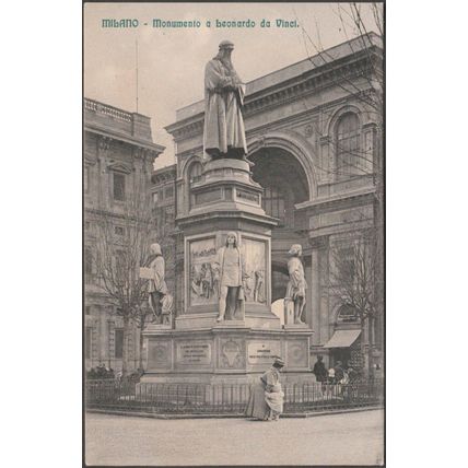 Monumento a Leonardo da Vinci, Milano, c.1910 - FEC Cartolina