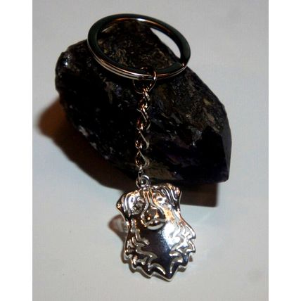 AUSTRALIAN SHEPHERD DOG KEY RING WITH KEY CHAIN & VELVET GIFT BAG