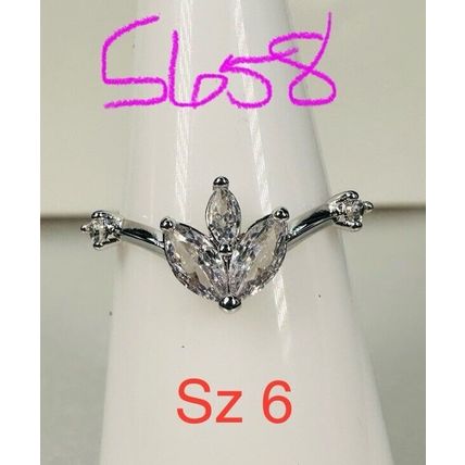 Ring Bomb Party Sz6 RBP Petite Ring Colorless Gem Cluster Rhodium Pl