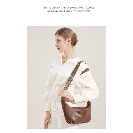 Ladies' Genuine Leather Shell Bag Brown