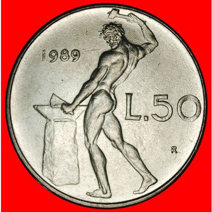 Ⰶ NUDE VULCAN (1954-1989): ITALY★ 50 LIRAS 1989R! DISCOVERY★LOW START★NO RESERVE