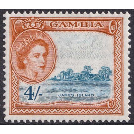 Gambia QEII 1953-59 4s Grey-Blue Indian Red James Island SG182 Mint MH