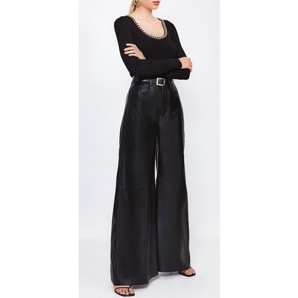 KAREN MILLEN Leather Wide Leg Trouser BNWT